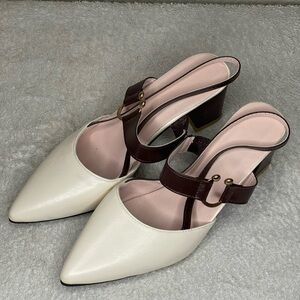 Elegant White and Brown Women's Heels